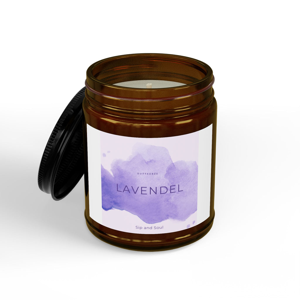 Lavendel Soya Duftkerze (4 & 9oz) – Beruhigende Lavendel Kerze mit schwarzem Deckel