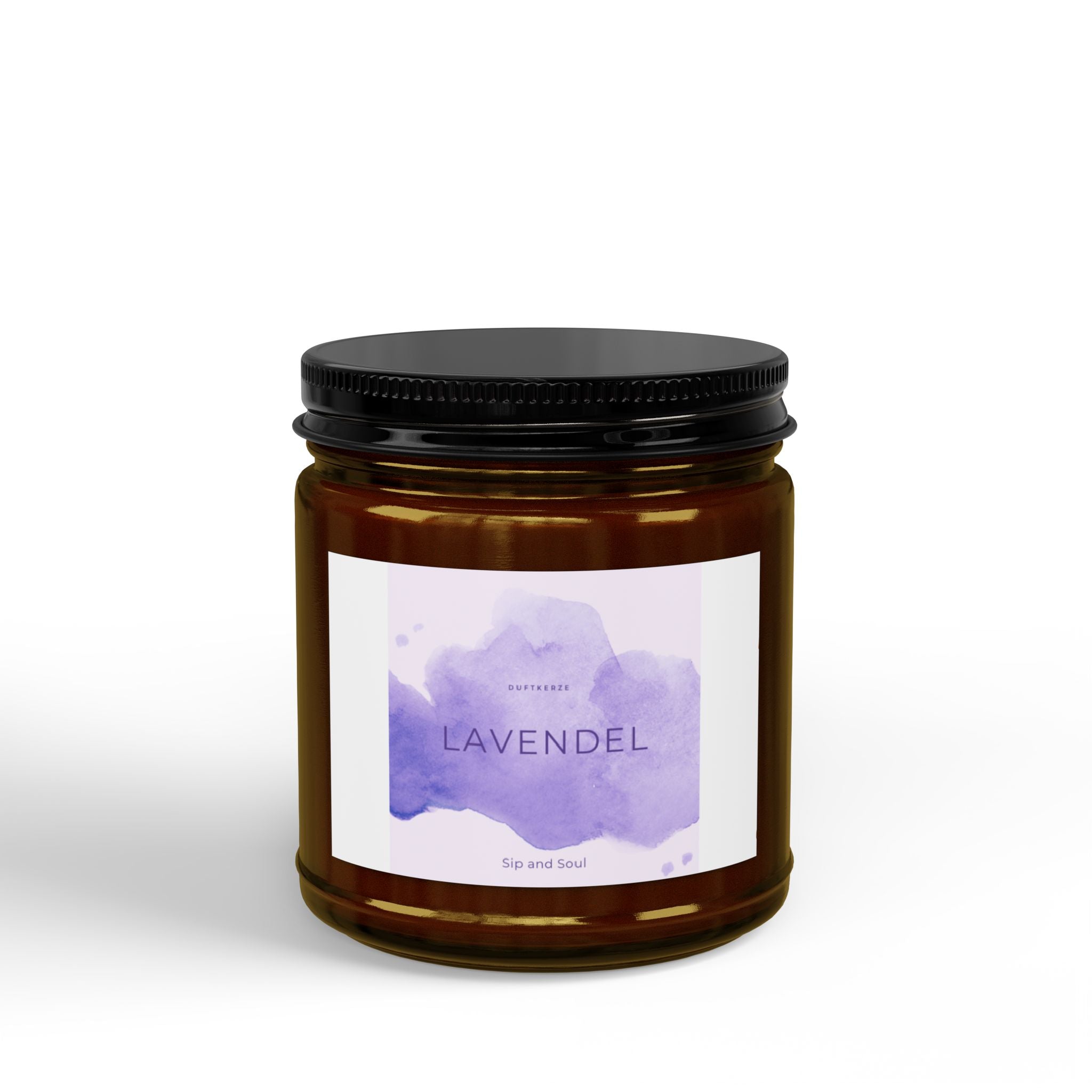 Lavendel Soya Duftkerze (4 & 9oz) – Beruhigende Lavendel Kerze mit schwarzem Deckel