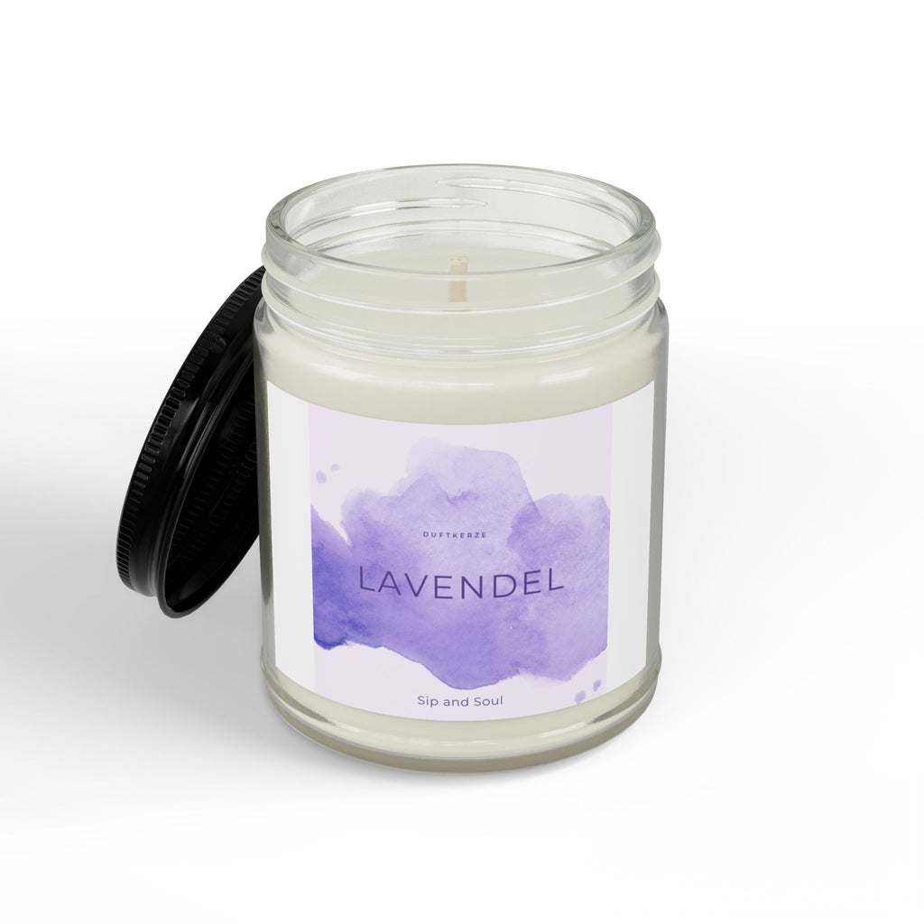 Lavendel Soya Duftkerze (4 & 9oz) – Beruhigende Lavendel Kerze mit schwarzem Deckel