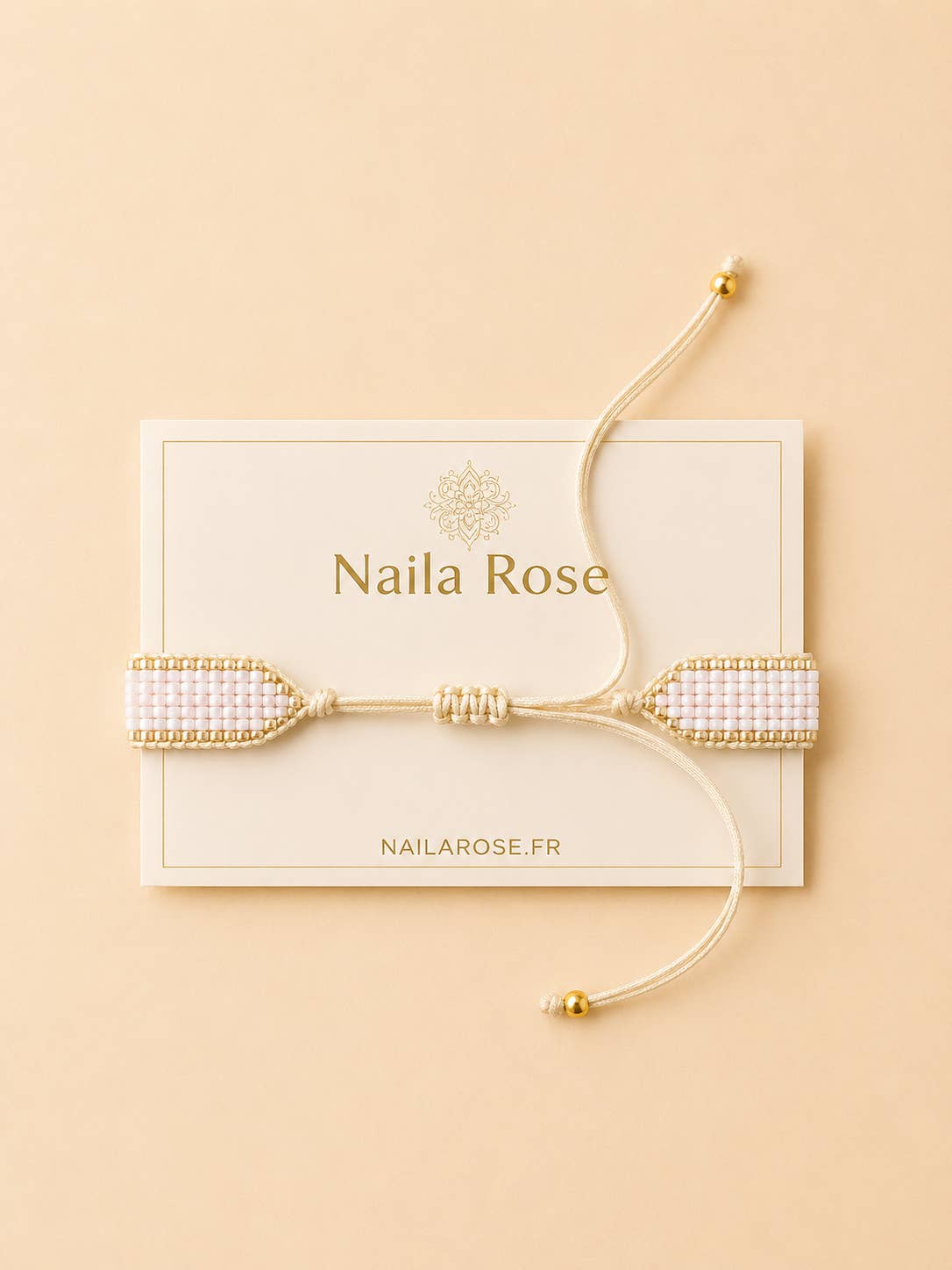 7-reihiges Armband, leuchtendes Creme-Rosa