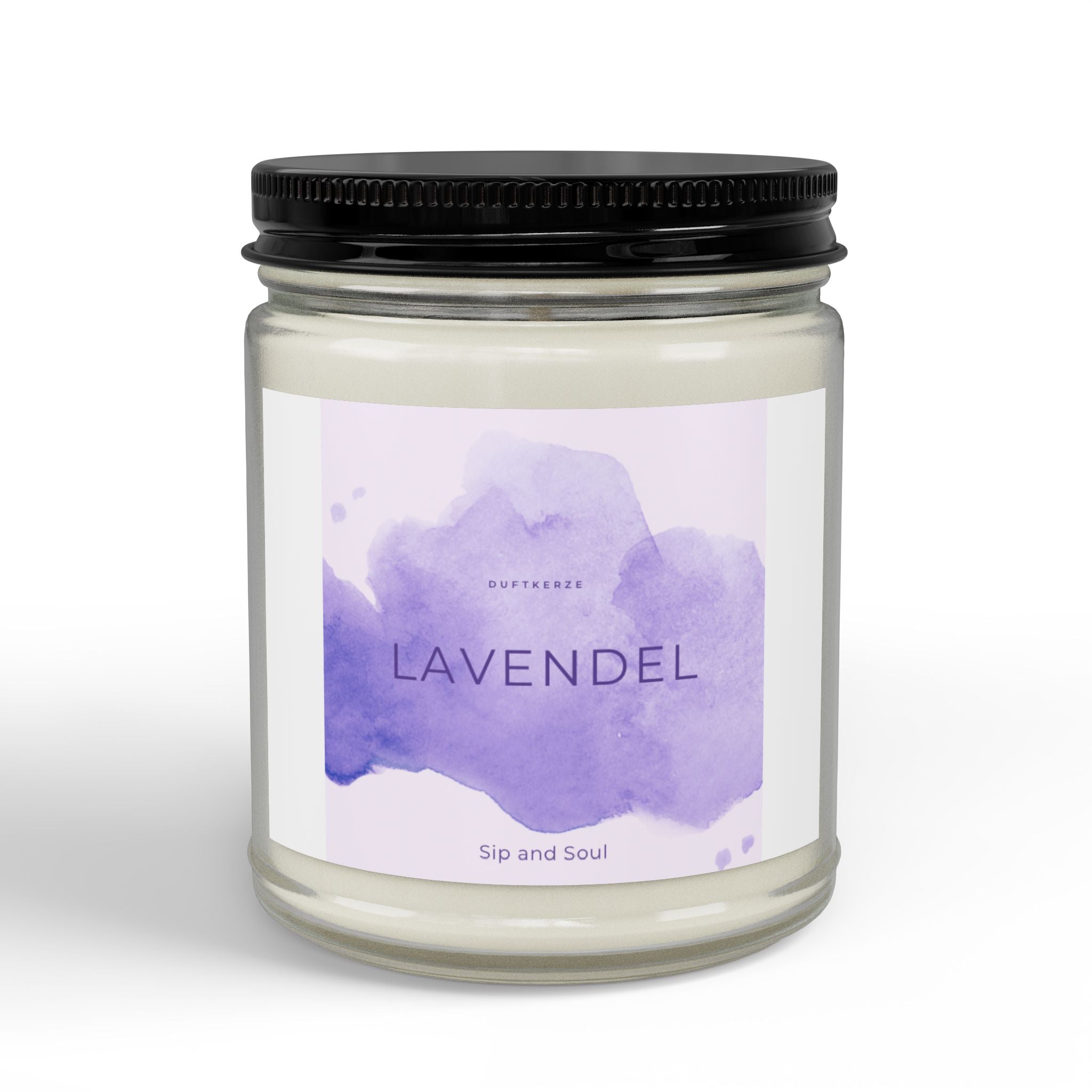 Lavendel Soya Duftkerze (4 & 9oz) – Beruhigende Lavendel Kerze mit schwarzem Deckel