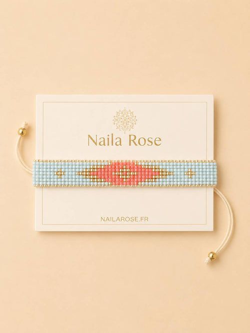 Armband 7 Linien Rauten Leuchtendes Rosa