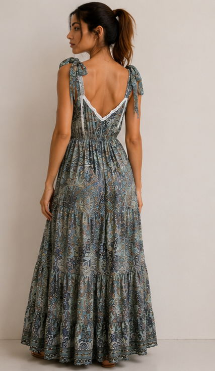 Seiden Maxikleid Boho