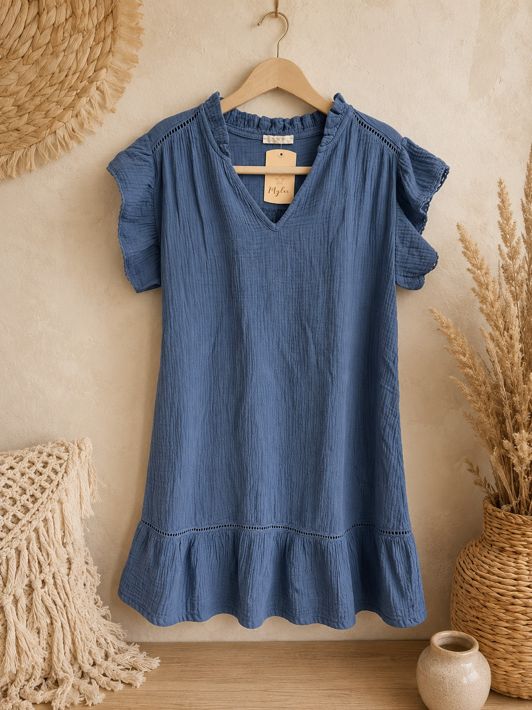 Musselin Kleid mit Volant