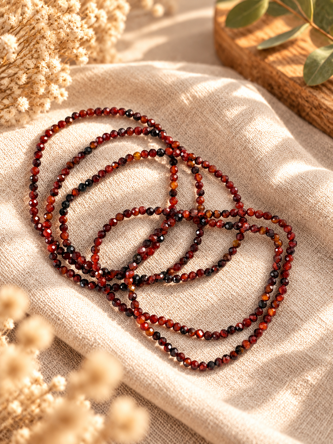 Rotes Tigerauge Glitzer Armband