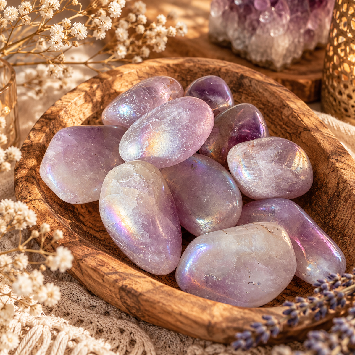 Aqua Aura Amethyst Trommelstein