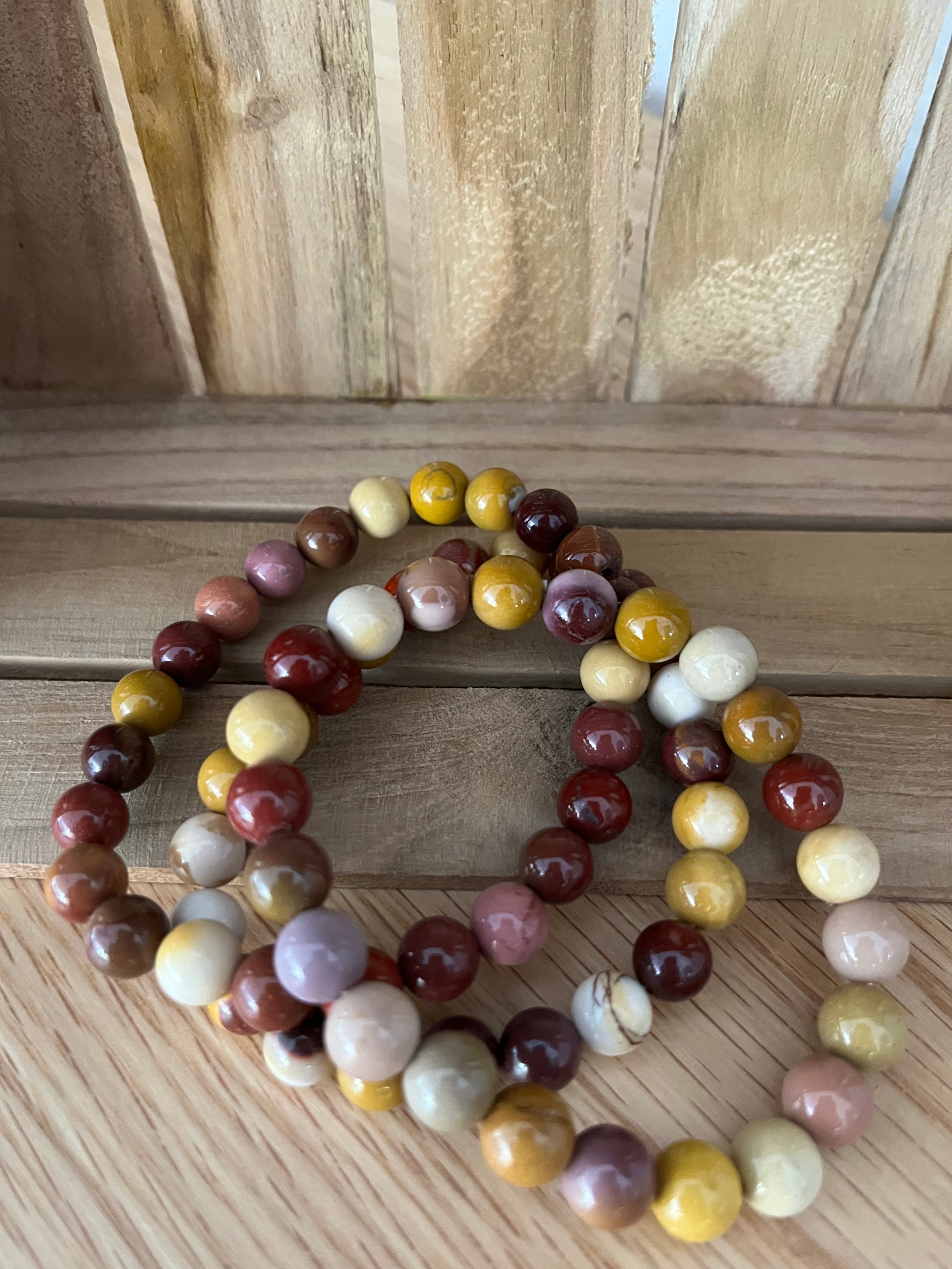 Edelstein Armband " Mookait-Jaspis Mix" (rund)