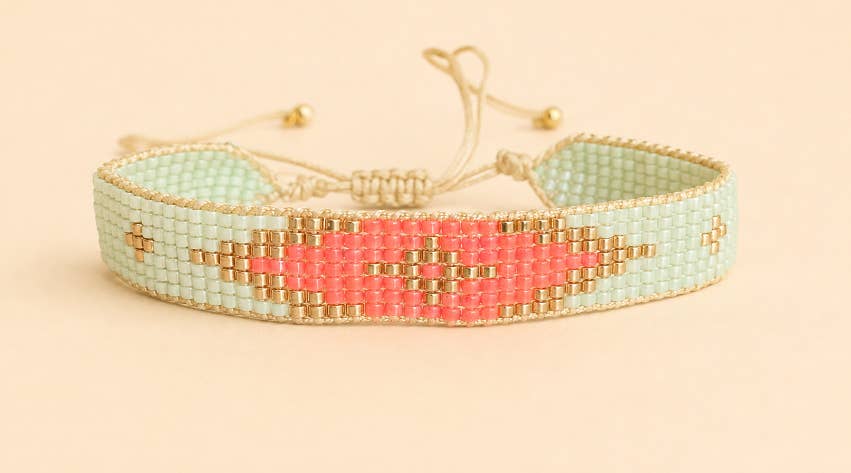 Armband 7 Linien Rauten Leuchtendes Rosa