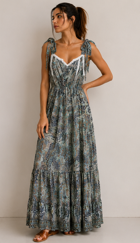 Seiden Maxikleid Boho