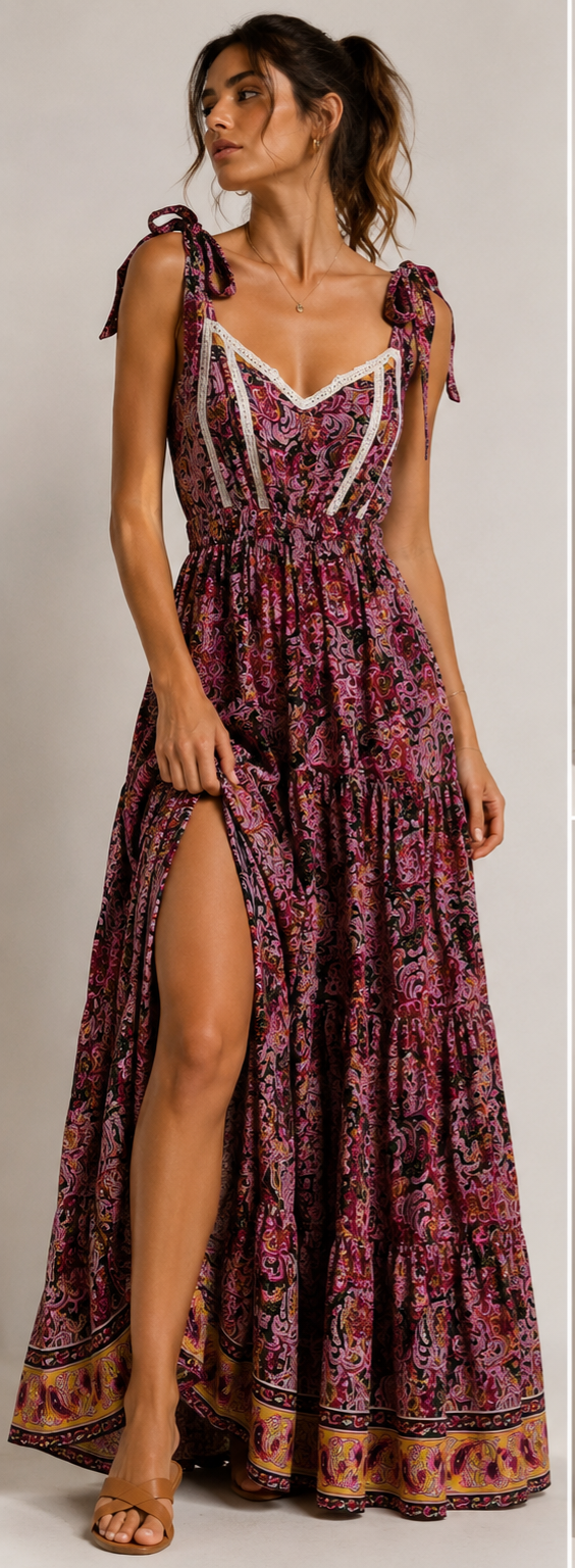 Seiden Maxikleid Boho